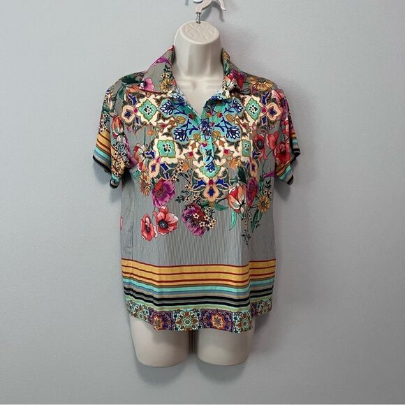 Johnny Was Hunter Floral Polo Tee Size XXS - Picture 4 of 8